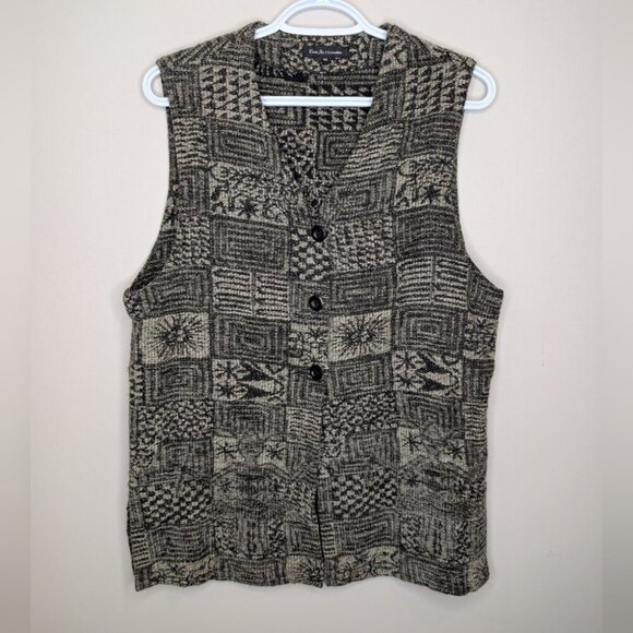 Vintage Eric Alexandre Black and Cream Knit Patterned Vest Size 40 Large Womens - Picture 2 of 11